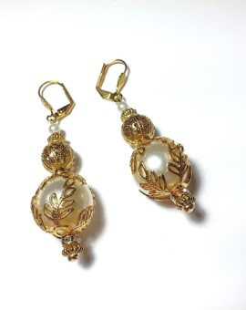 Ornate With Elegance - 13mm Pearl Drop Earrings