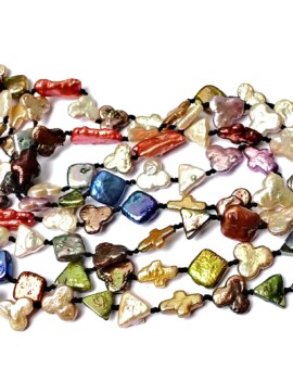Freshwater Pearl Necklace in Mixed Colors and Shapes - 29 1/2 Inch Necklace