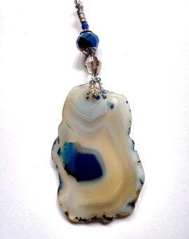 Natural Agate Pendant - Hues of Blue and Beige